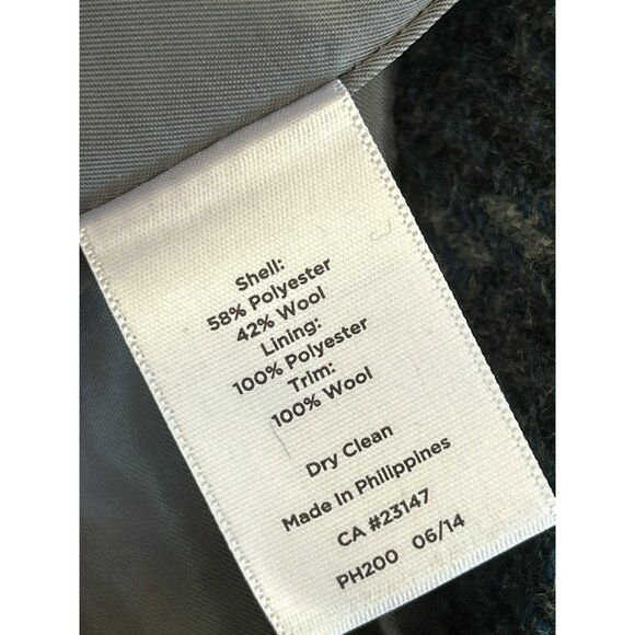 Talbots Women's Plus Size Blue Gray Plaid Wool Snap Front Blazer 24W Layering - Picture 6 of 6